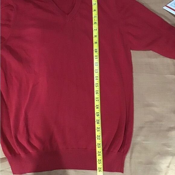 BARBOUR MEN’S 100% PIMA COTTON RED V- NECK SWEATER M - Picture 4 of 11